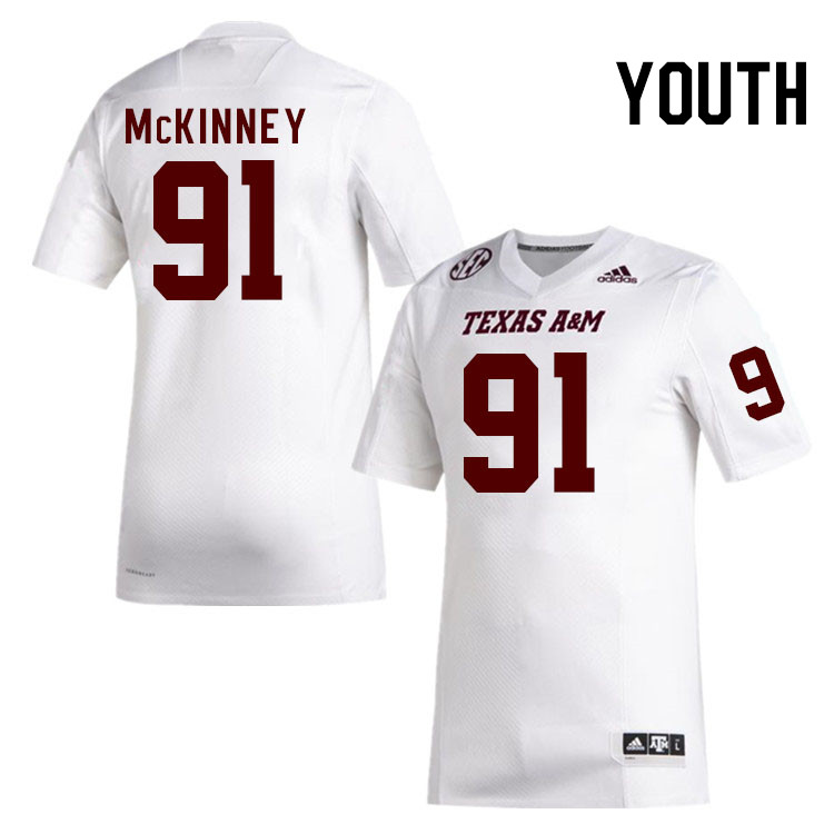 Youth #91 Ian McKinney Texas A&M Aggies College Football Jerseys Stitched Sale-White